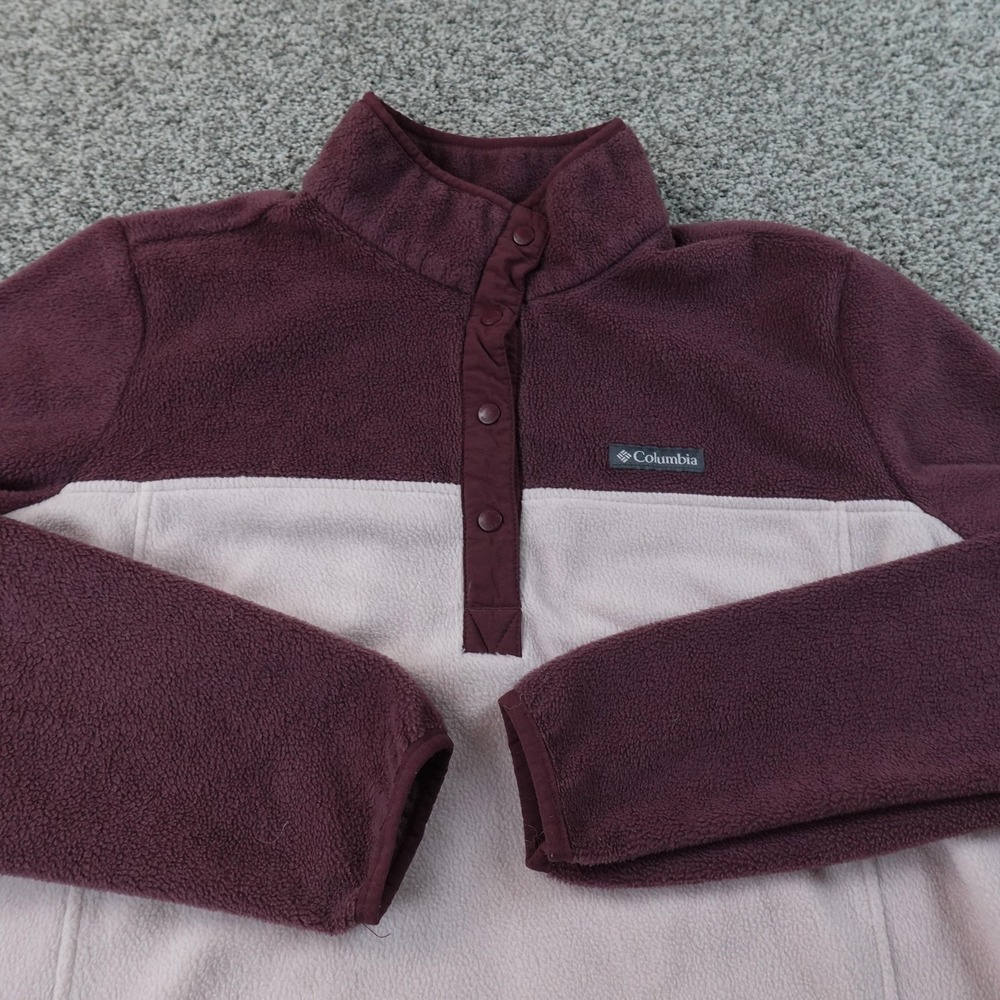 Columbia Jacket Womens XL Purple Pink Fleece Snap Pullover Sweater Outdoor Hike‎